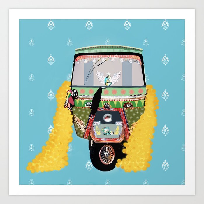 Indian rickshaw illustration Art Print