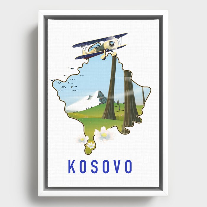 Kosovo map Framed Canvas