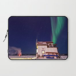 Northern Lights and house boat in Yellowknife Laptop Sleeve