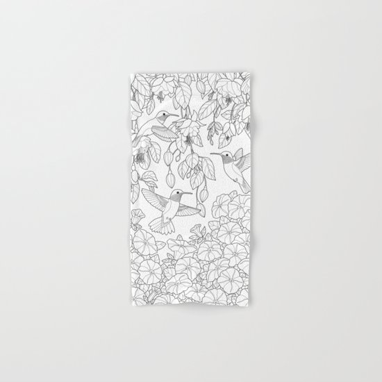 Hummingbirds and Flowers Coloring Page Hand & Bath Towel