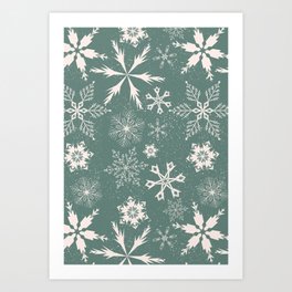 Snowflake collection – sage green Art Print