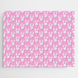 Adorable Bunny Pink Background Pattern Jigsaw Puzzle