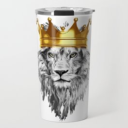 lion with a crown power king Travel Mug