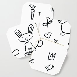 Springtime Bunny Doodles Coaster