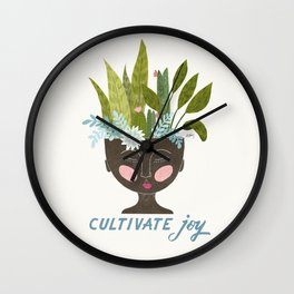 Cultivate Joy Wall Clock | Illustrationart, Acrylic, Plantsart, Anniebaileyart, Succulentplanter, Joyquote, Plants, Gouacheillustration, Planter, Succulents 