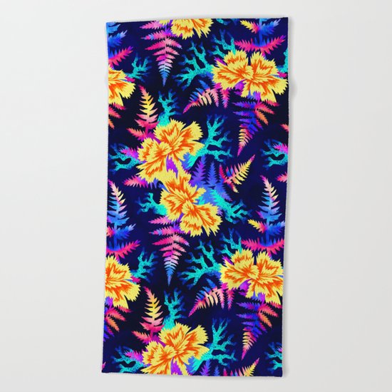 Coral Carnation - Yellow/Blue Beach Towel