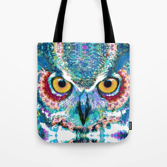 Colorful Horned Owl Art - Night Animal - Sharon Cummings Tote Bag