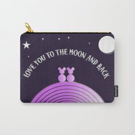 Love You To The Moon and Back  - Valentine Mouse Couple Whimsy  Carry-All Pouch