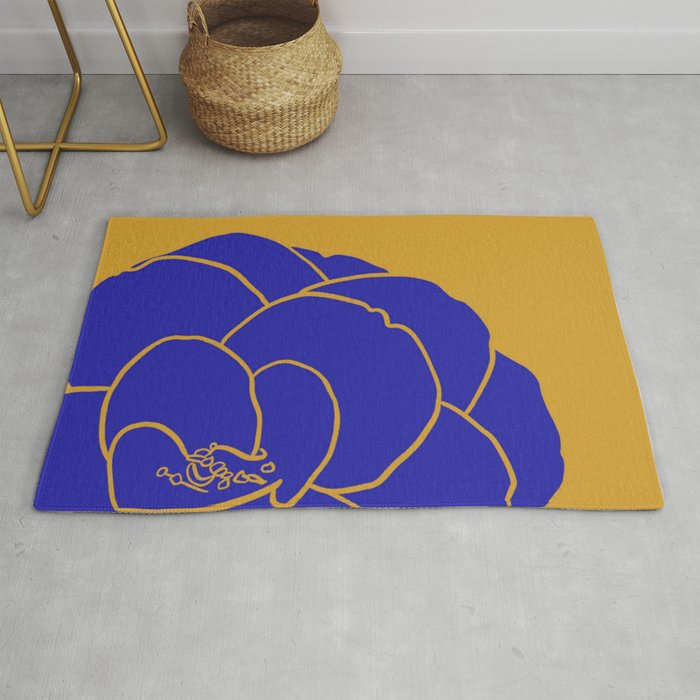 Blue and Yellow Floral Rug