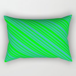 [ Thumbnail: Lime & Light Sea Green Colored Lined Pattern Rectangular Pillow ]