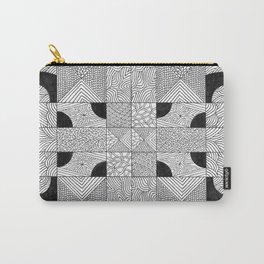 Tiles Carry-All Pouch | Illustration, Abstract, Pattern, Black and White 