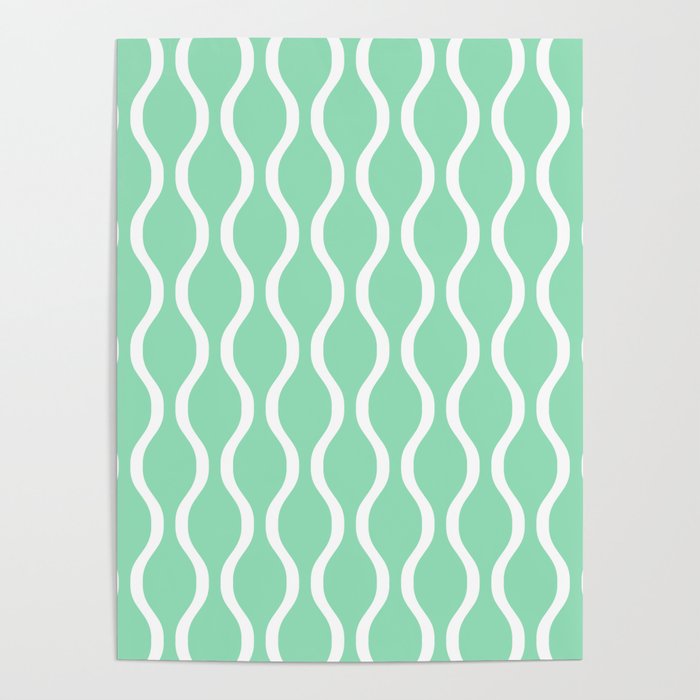Classic Retro Ogee Pattern 841 Mint Green Poster by Tony Magner Society6