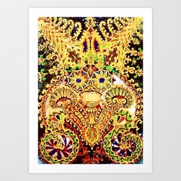 “Fractal Psychedelic Cat” by Louis Wain Art Print