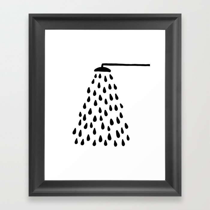 Shower drops with feucet on the right side Framed Art Print