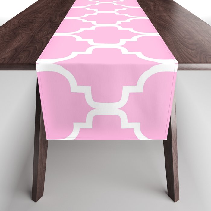 Moroccan Trellis (White & Pink Pattern) Table Runner
