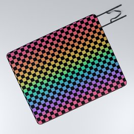 Rainbow and Black Checkerboard Picnic Blanket