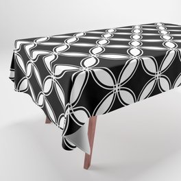 Large Black Geometric Interlocking Circles Tablecloth
