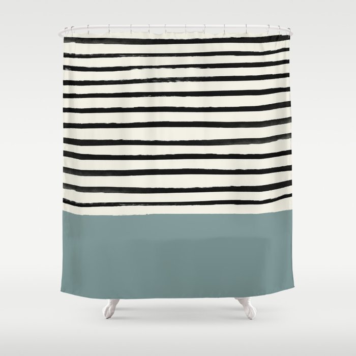 River Stone & Stripes Shower Curtain