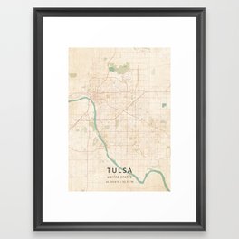Tulsa, United States - Vintage Map Framed Art Print