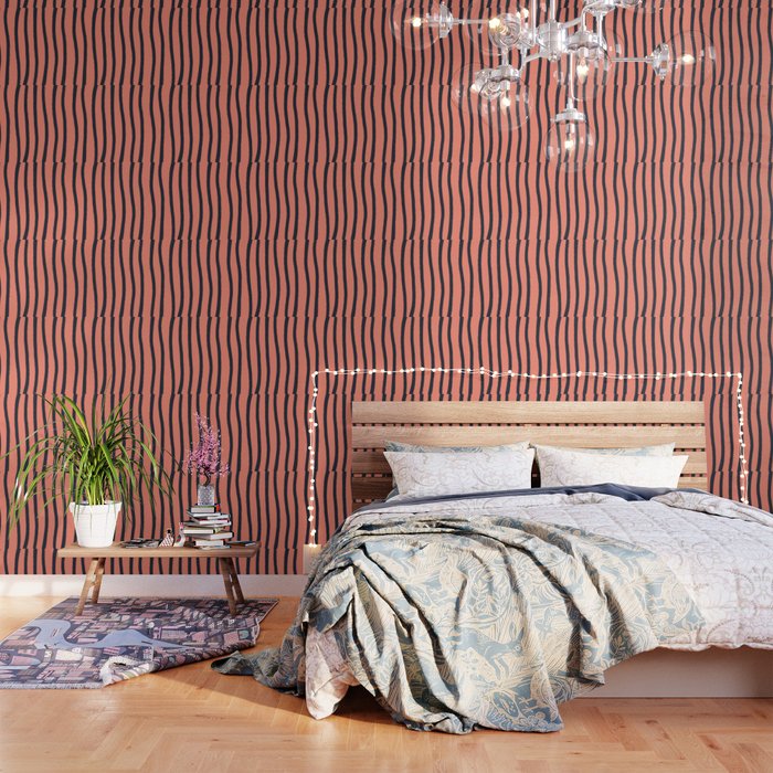 Paint Lines Vertical Salmon Wallpaper