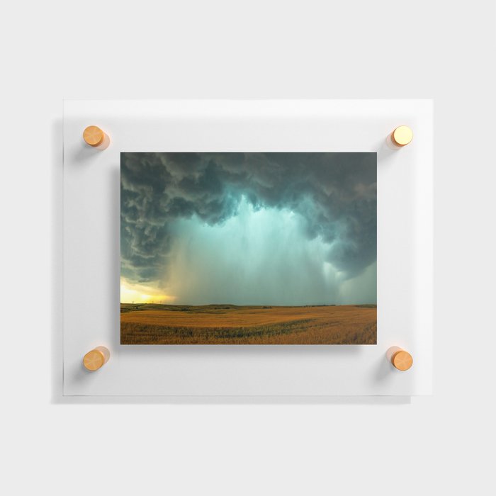 Open the Heavens - Panoramic Storm with Teal Hue in Northern Oklahoma Floating Acrylic Print