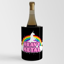 HEAVY METAL! (Funny Unicorn / Rainbow Mosh Parody Design) Wine Chiller