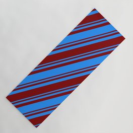 [ Thumbnail: Blue and Maroon Colored Pattern of Stripes Yoga Mat ]