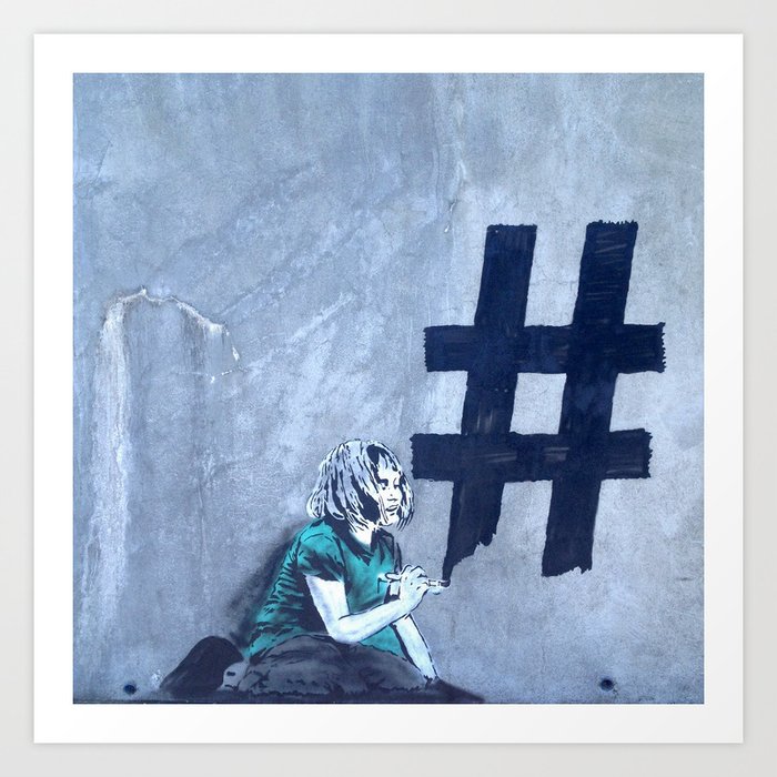 Graffiti Hashtag girl Art Print