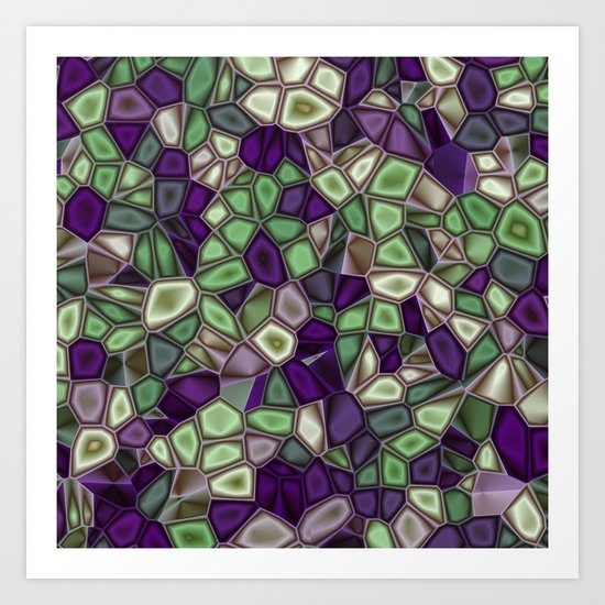 Fractal Gems 02 - Purples and Greens Art Print