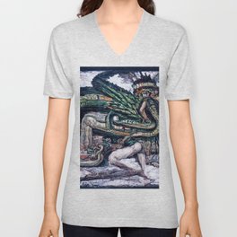 Quetzalcoatl, The Serpent God V Neck T Shirt
