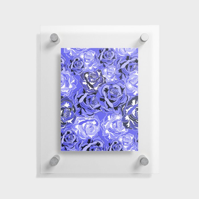 Bold Lavender Very Peri Roses Spring Floral Retro Pattern Floating Acrylic Print