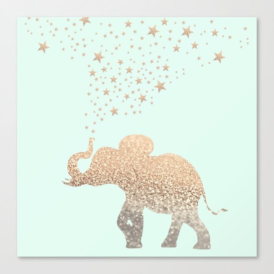 ELEPHANT - GOLD MINT Canvas Print