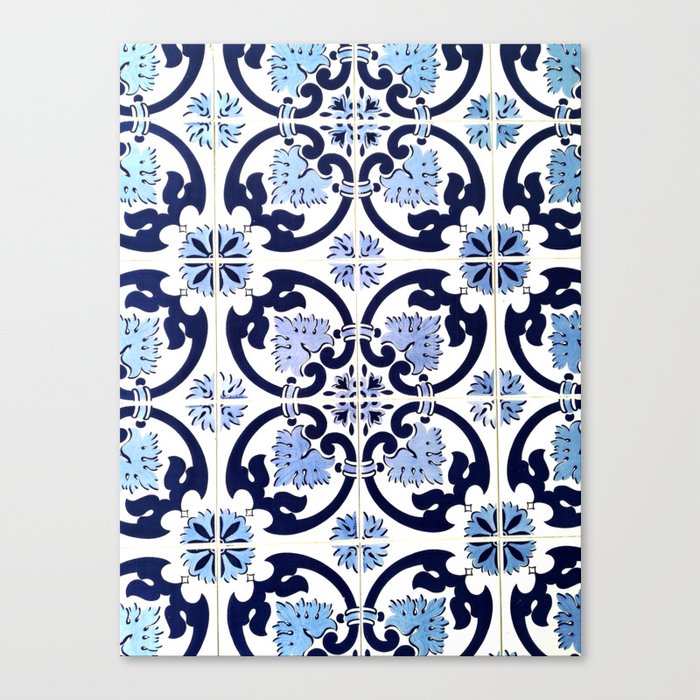 Azulejos, moroccan tiles, Painted tiles, blue, white, portugal Canvas Print