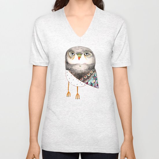 Owl by Ashley Percival Unisex V-Neck