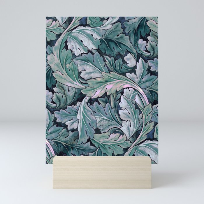 Green & Teal Morris Leaves Mini Art Print