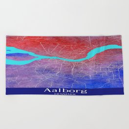 Aalborg Watercolor Map Beach Towel
