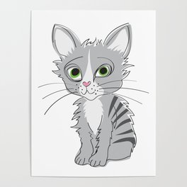 Little Grey cat Poster