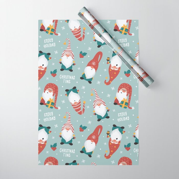 Christmas gnomes pattern Wrapping Paper