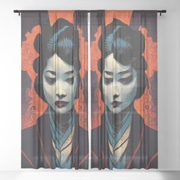 The Ancient Spirit of the Geisha Sheer Curtain