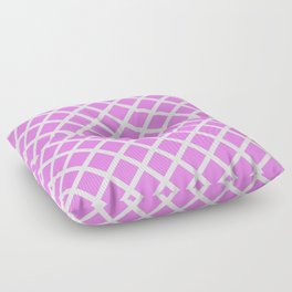 Lattice Trellis Diamond Geometric Pattern Rose Pink and White Floor Pillow