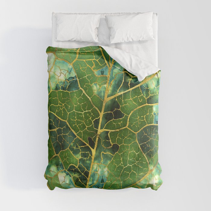 Green Marble Leaf Comforter