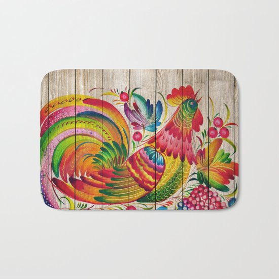 Russian Folk Art on Wood 01 Bath Mat