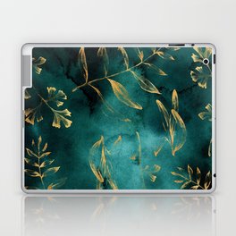 Emerald And Gold Flower Night Garden Laptop Skin