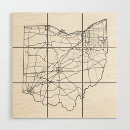 Ohio White Map Wood Wall Art