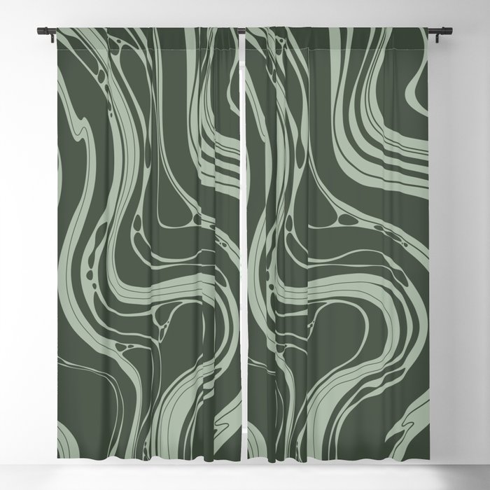 Oil Slick - Green Blackout Curtain