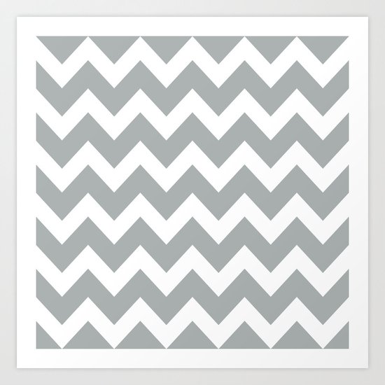 Chevron Grey & White Art Print