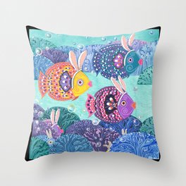 When rabbits start marching... Throw Pillow