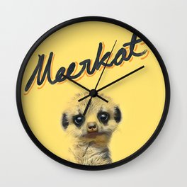 Meerkat | Yellowcard NO.1 Wall Clock | Animal, Pattern, Postcard, Animalplanet, Kalaharidesert, Yellow, Digital, Suricata, Discovery, Kalahari 