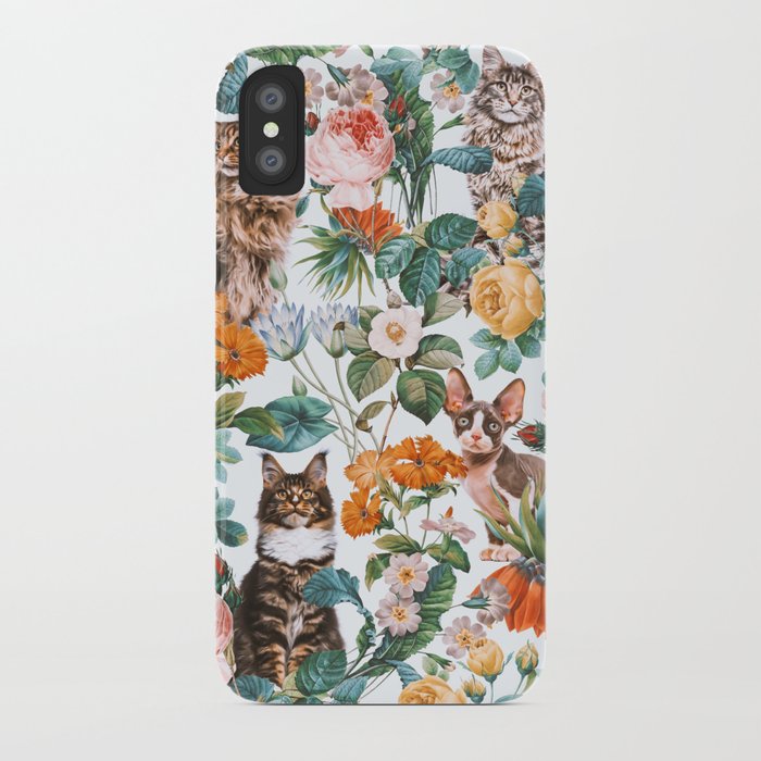 cat and floral pattern iii iphone case cat and floral pattern iii iphone case