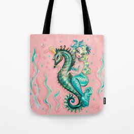Mermaid Riding a Seahorse Prince Tote Bag